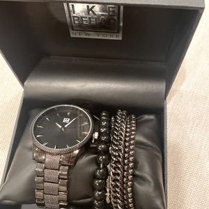 I K E BEHAR New York men wrist watch ⌚️& 5 bracelets in box NEW GIFT 🎁 gunmetal